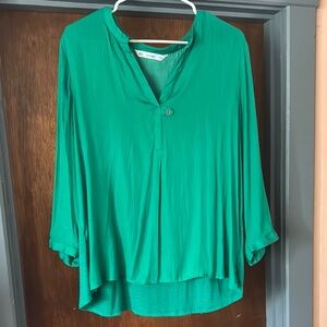 Vibrant Green Blouse with Button Detail